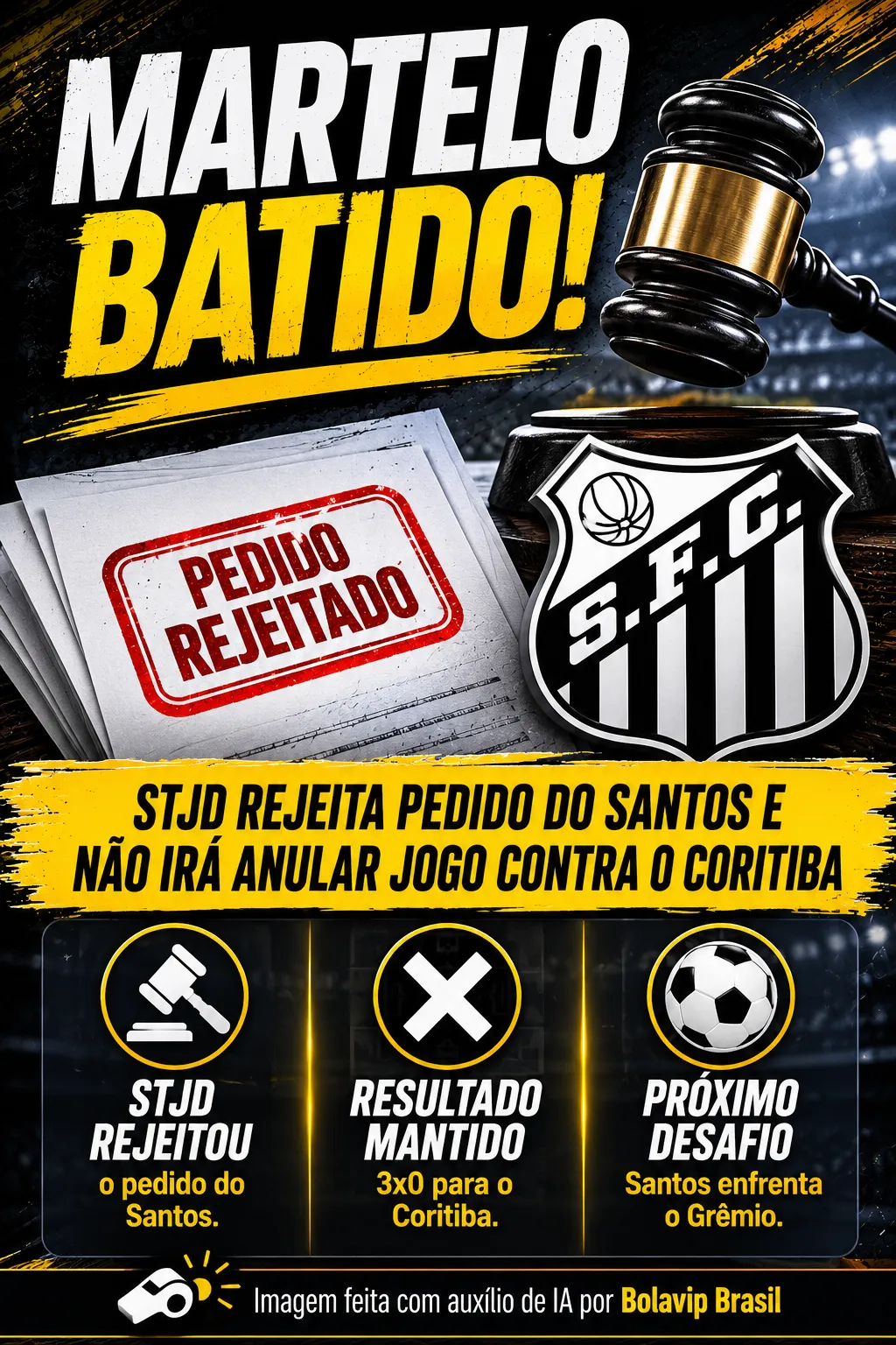 Santos x Coritiba: STJD mantém resultado e nega anulação - Imagem do artigo original
