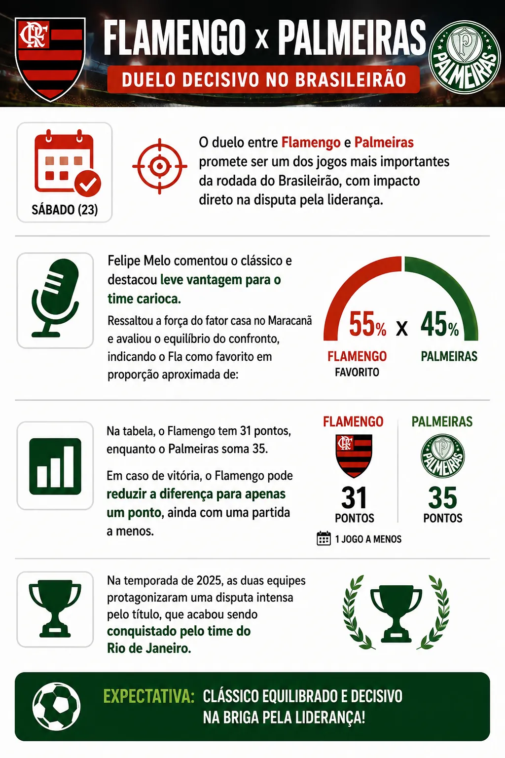 Flamengo x Palmeiras: Fla leva favoritismo de 55% no Maracanã - Imagem do artigo original